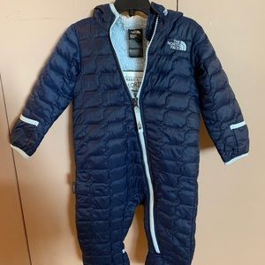 The North Face navy blue baby boy snowsuit